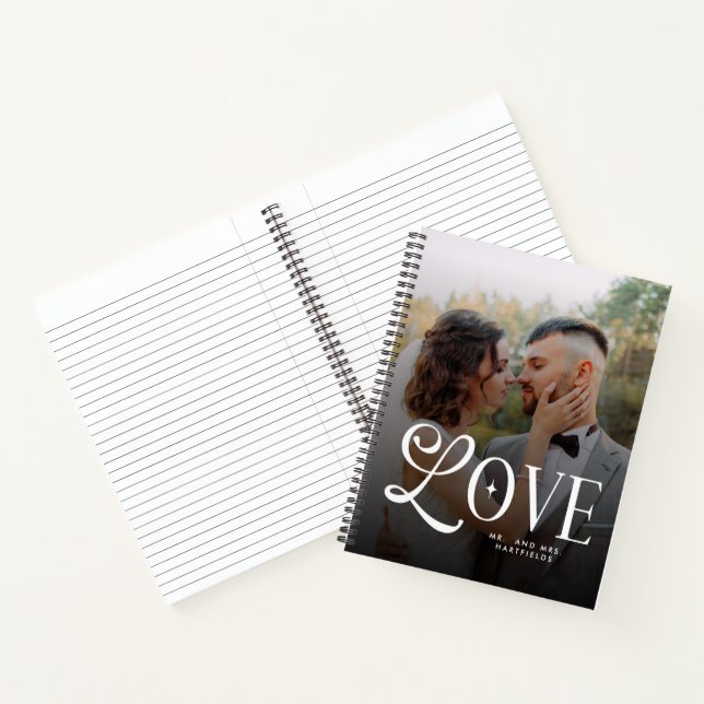 Modern Love Custom Wedding 2 Photos Couples Notebook (Inside)