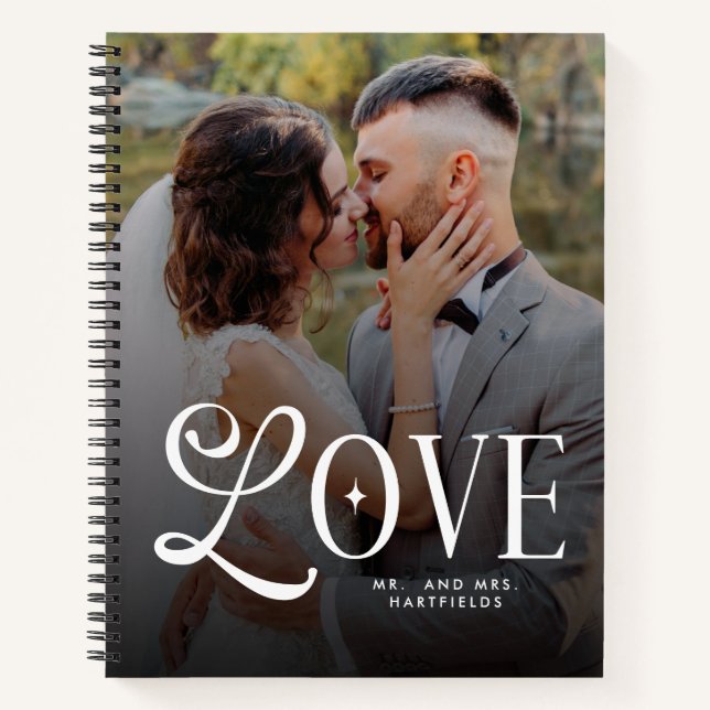 Modern Love Custom Wedding 2 Photos Couples  Notebook (Front)