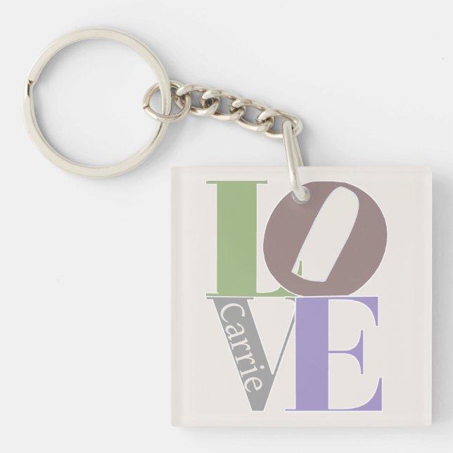 Modern Love Custom Wedding Favour Key Ring (Front)