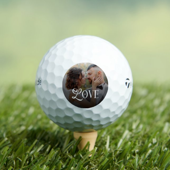 Modern Love Custom Wedding Photo Couples Gifts Golf Balls (Insitu Tee)
