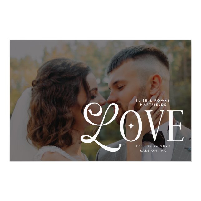 Modern Love Custom Wedding Photo Couples Monogram (Front)