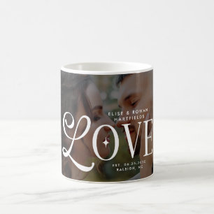 Modern Love Custom Wedding Photo Couples Monogram Coffee Mug