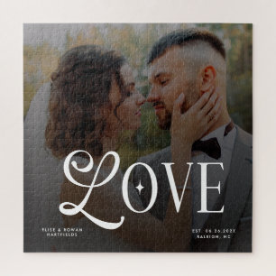 Modern Love Custom Wedding Photo Couples Monogram Jigsaw Puzzle