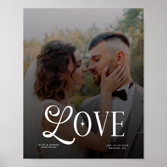 Modern Love Custom Wedding Photo Couples Monogram Poster (Front)