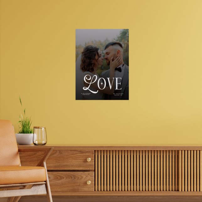 Modern Love Custom Wedding Photo Couples Monogram Poster (Living Room 2)