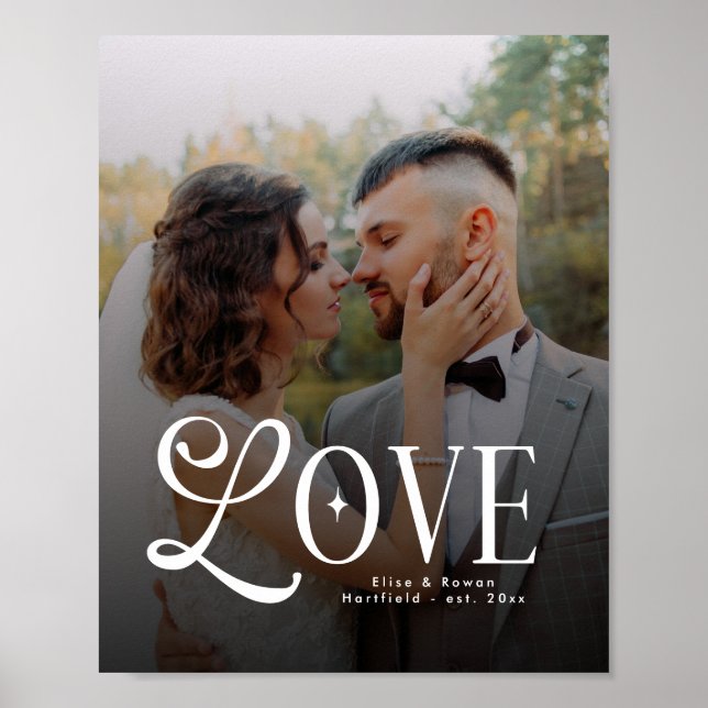 Modern Love Custom Wedding Photo Couples Monogram Poster (Front)