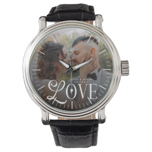 Modern Love Custom Wedding Photo Couples Monogram Watch
