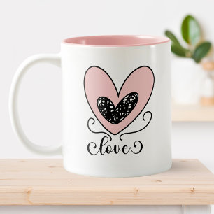 Modern Love Cute Hearts Happy Valentines Day Gift Two-Tone Coffee Mug