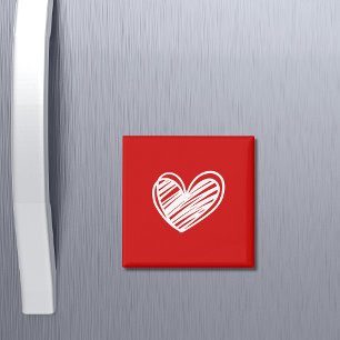 Modern Love Elegant White And Red Romantic Hearts Magnet