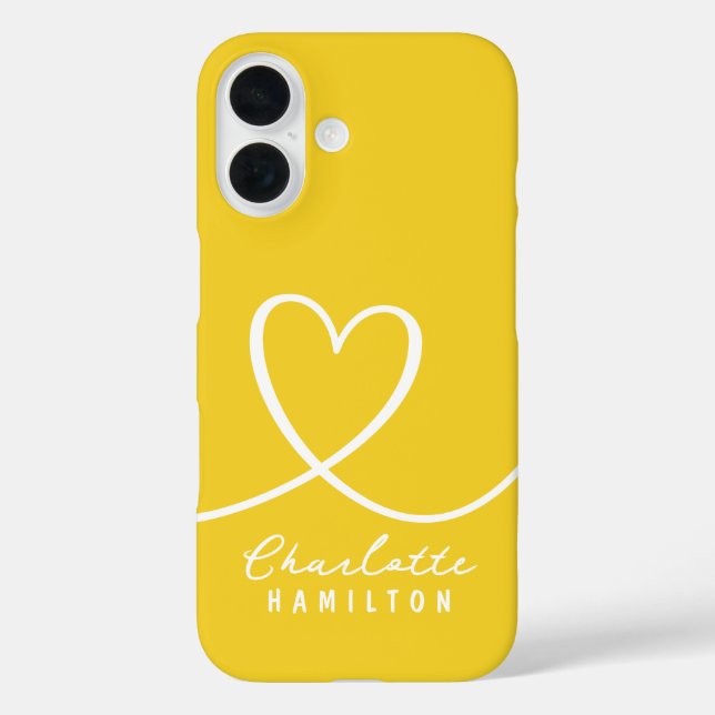 Modern Love Heart Personalised Name Case-Mate iPhone Case (Back)