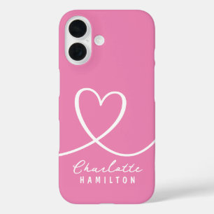 Modern Love Heart Personalised Name iPhone 16 Case
