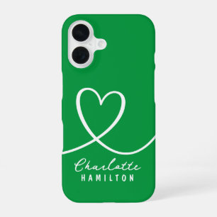 Modern Love Heart Personalised Name iPhone 16 Case