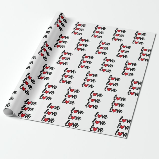 Modern Love Heart Wrapping Paper (Unrolled)