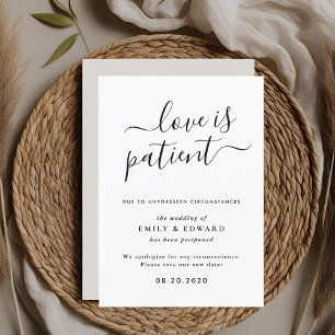 Modern Love is Patient Wedding Postponement Invitation