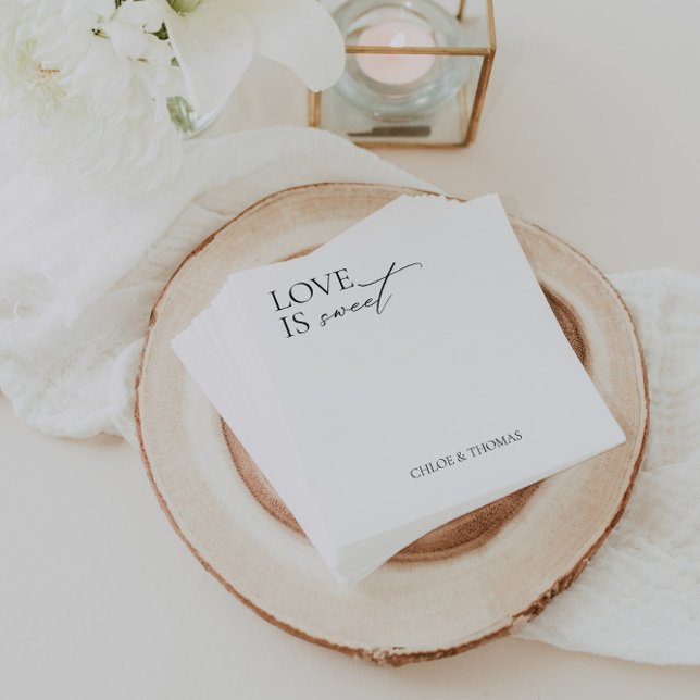 Modern "Love is Sweet" Napkins for Wedding Bar (Modern "Love is Sweet" Napkins for Wedding Bar)