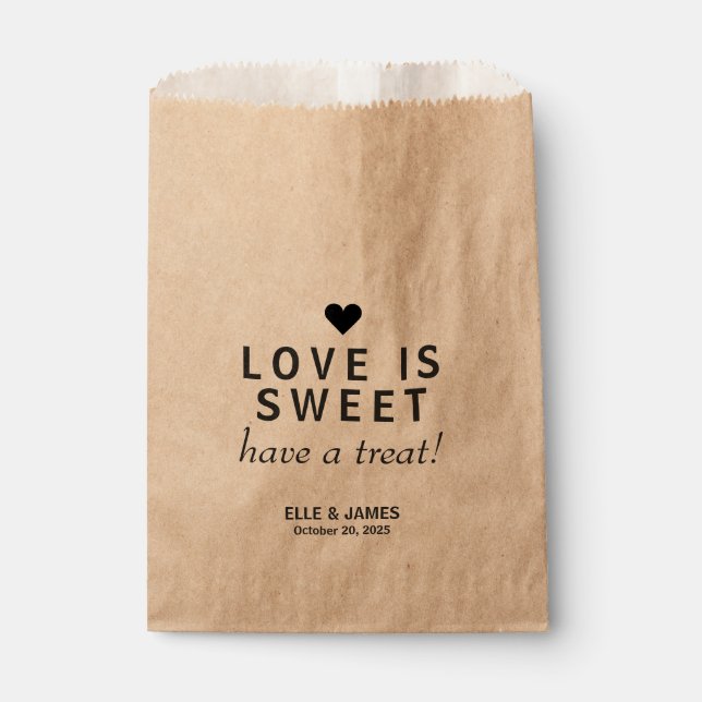 Modern Love is Sweet Personalised Wedding Favour Bag (Front)