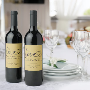 Modern Love Laughter Happily Ever After Wedding Wine Label