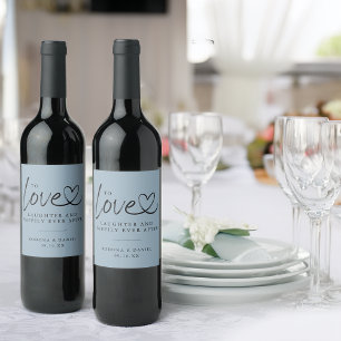 Modern Love Laughter Happily Ever After Wedding Wine Label