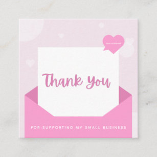 Modern Love Letter Envelope Customer Thank You Square Business Card