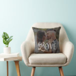 Modern Love Mr & Mrs Wedding 2 Photos Couples Cushion<br><div class="desc">Add a touch of romance and personalisation to your home with this Modern Love Mr & Mrs Custom Wedding Throw Pillow, featuring your couple photo, monogram initials, names, and wedding date. Perfect for newlywed homes, engagement gifts, bridal showers, or anniversary keepsakes, this pillow blends comfort with sentimental value. Ideal for...</div>