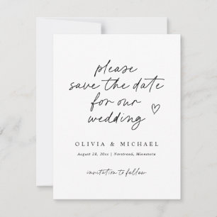 Modern Love Note Handwriting Wedding Save The Date