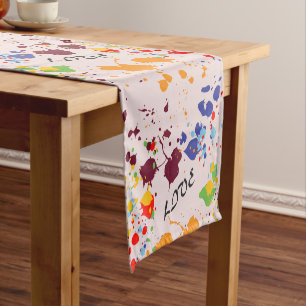 Modern Love Paint Splatter Colourful Spring Short Table Runner