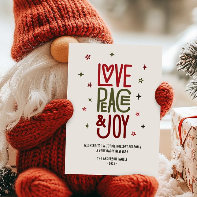 Modern Love Peace & Joy Non-Photo Christmas Holiday Card (Creator Uploaded)