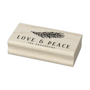 Modern Love & Peace Pine Needles Holiday Rubber Stamp