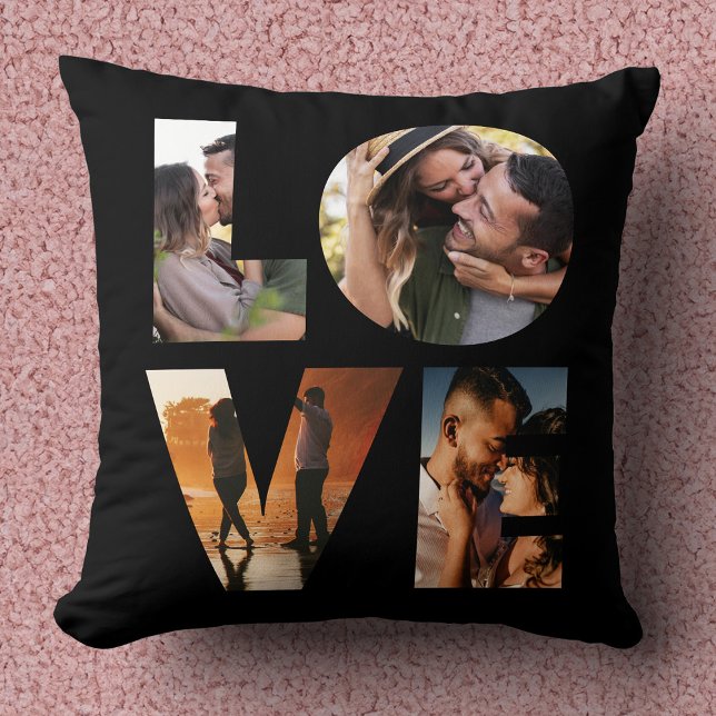 Modern LOVE Photo Collage Cutout Valentine's Day Cushion (Creator Uploaded)