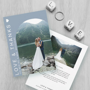 Modern Love Photo Collage Dusty Blue Thank You Card