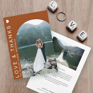 Modern Love Photo Collage Terracotta Thank You Card