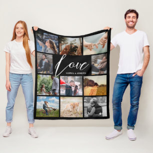 Modern Love photo collage Valentine Fleece Blanket