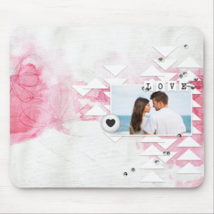 Modern Love Pink Floral Personalised Photo Mouse Pad