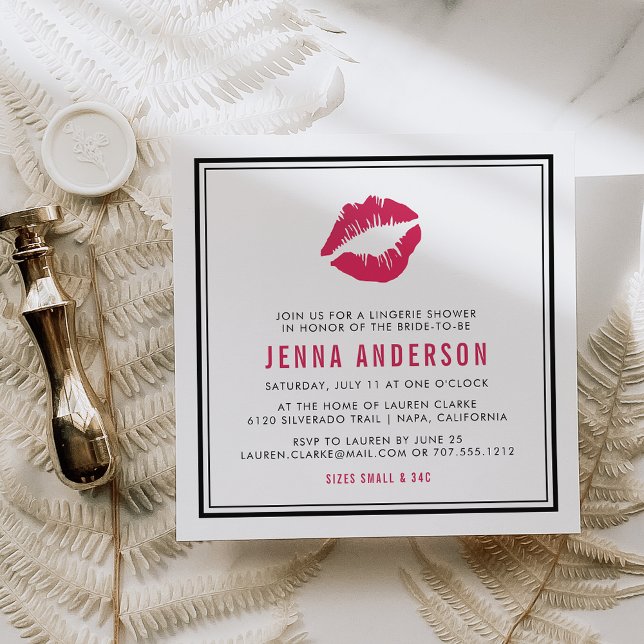 Modern Love | Pink Kiss Lingerie Shower Invitation (Creator Uploaded)