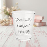 Modern Love Quote Shot Glass<br><div class="desc">Small glass, big meaning 🤍 This modern quote shot glass features the romantic message “You’re the best part of my life.” in a clean, minimalist style that feels both playful and heartfelt. Designed to be simple and elegant, it’s perfect for celebrations, cosy nights in, or thoughtful gifting. Ideal for Valentine’s...</div>