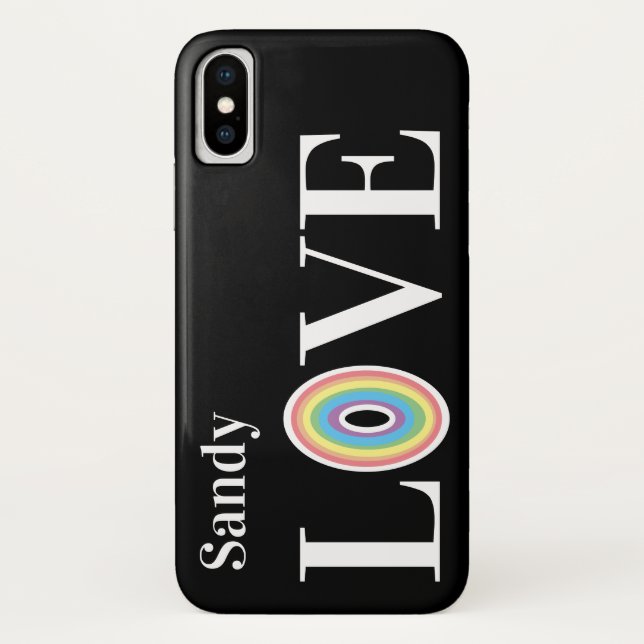Modern Love Rainbow on Chic Black Case-Mate iPhone Case (Back)