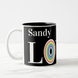 Modern Love Rainbow on Chic Black Two-Tone Coffee Mug