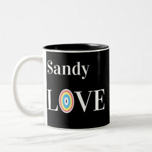 Modern Love Rainbow on Chic Black Two-Tone Coffee Mug