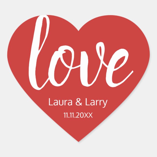 Modern LOVE Red Heart Wedding Favour Envelope Seal (Front)