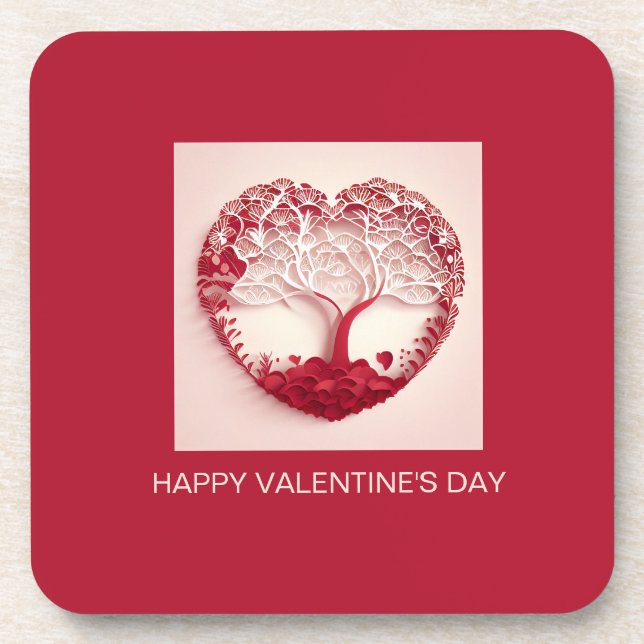 Modern Love & Red Valentines Day Hearts  Coaster (Front)