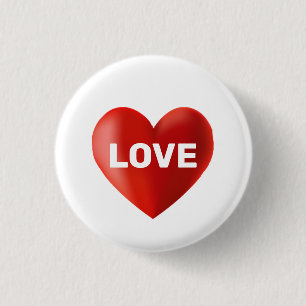 Modern LOVE Text and Heart 3 Cm Round Badge
