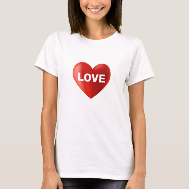 Modern LOVE Text and Heart T-Shirt (Front)