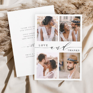 Modern Love & Thanks 4 Photo Wedding Thank You Card