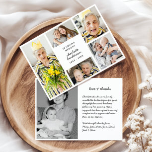 Modern Love & Thanks 6-Photo Funeral/Sympathy Thank You Card