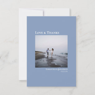 Modern Love & Thanks Dusty Blue Photo Card