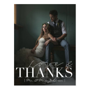 Modern Love & Thanks | Wedding Thank You Photo Postcard