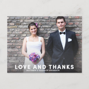MODERN LOVE & THANKS   WEDDING THANK YOU POST CARD