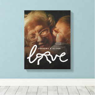 Modern Love Typography Grandma Custom Photo Gift Canvas Print