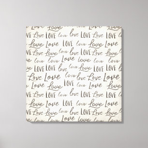 Modern "Love" Typography on Parchment, Canvas Print