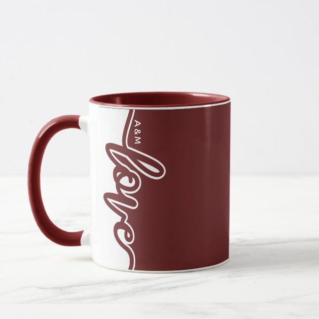 Modern LOVE Valentine's Day Custom Initials Mug (Left)
